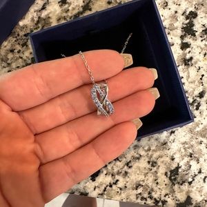 Swarovski 5582806 Twist Rows Blue Pendant Necklace